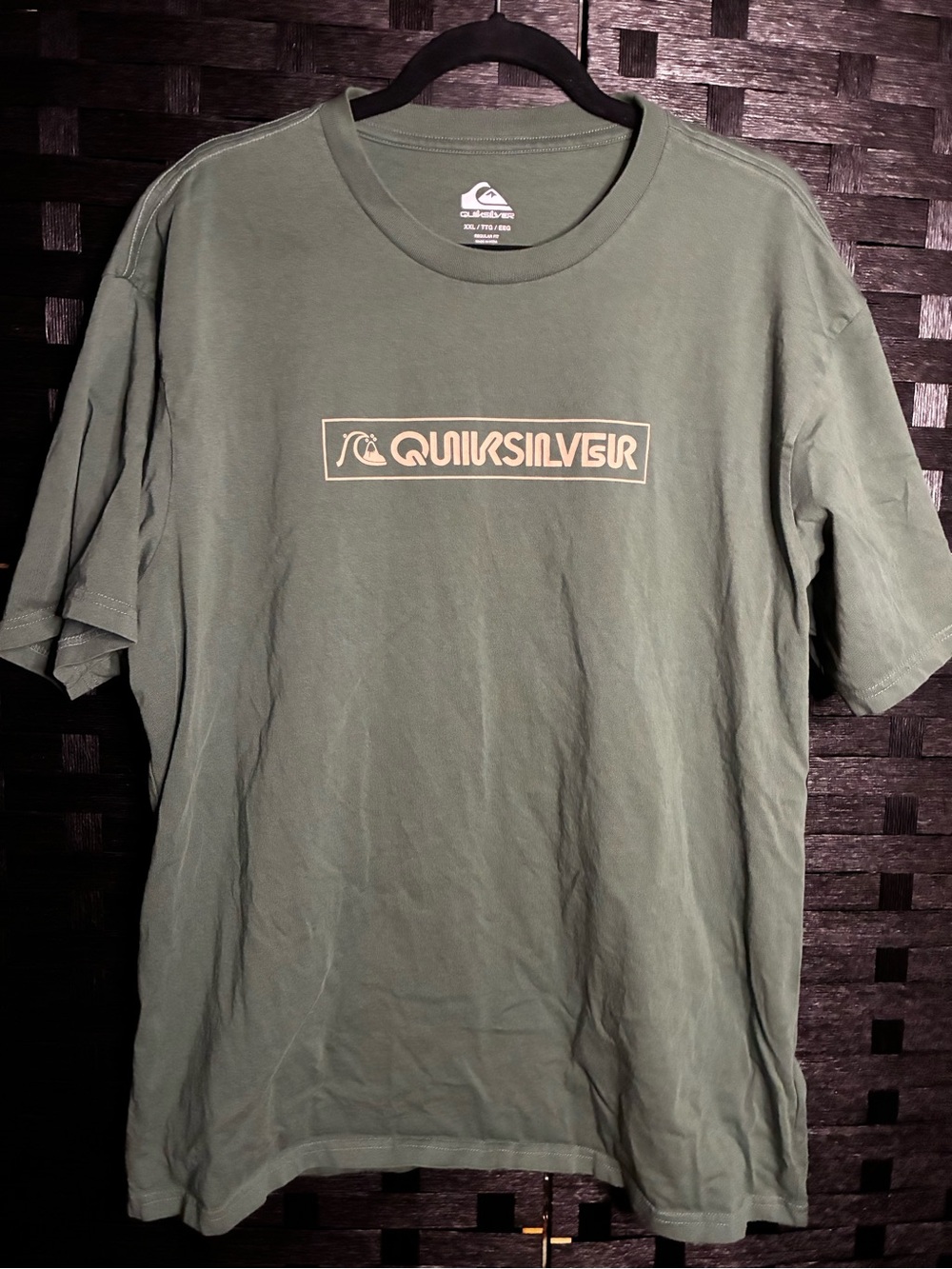 Quiksilver Olive Green Logo Tee with Tan Print